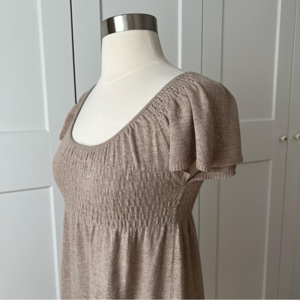 ANTHROPOLOGIE Moth Cashmere Smocked Short Sleeve Babydoll Sweater Dress XSmall - Picture 4 of 10